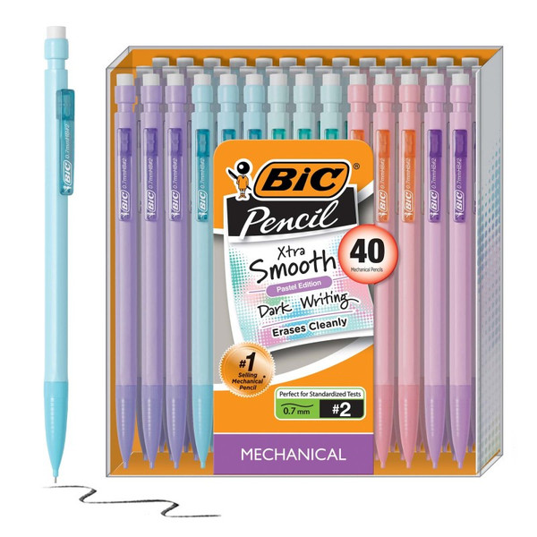 Bic Mechanical Pencil Xtra Life, Pastel Colors, 40 Count BICMP40TXBLK