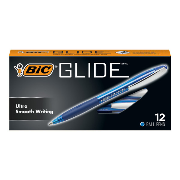 Bic Glide Retractable Ball Pen, Medium Point (1.0 Mm), Blue, 12-Count BICVCG11BLU