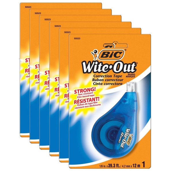 Bic Wite-Out Ez Correct Correction Tape, Pack Of 6 BICWOTAPP11-6