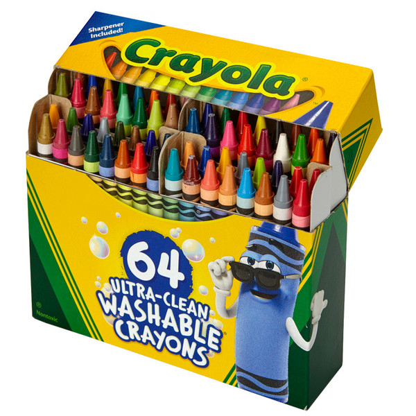 Crayola Ultra-Clean Washable Crayons, Regular Size, Pack Of 64 BIN523287