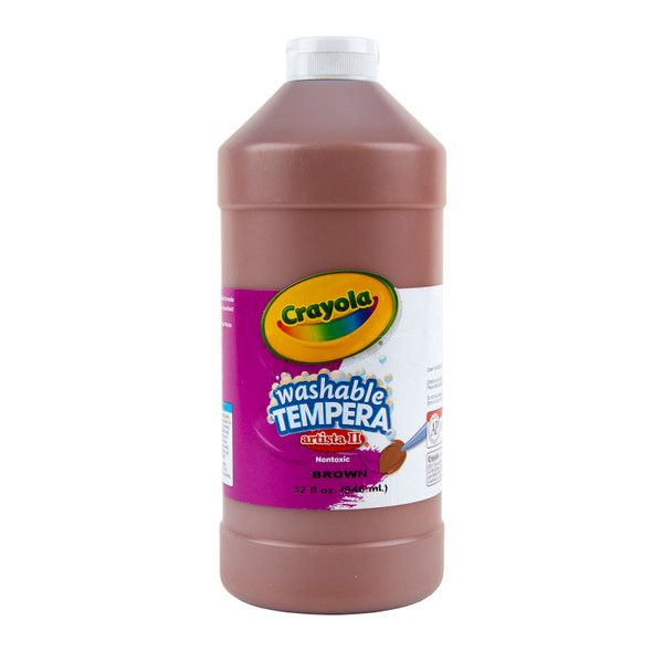 Crayola Artista Ii Washable Tempera Paint, 32 Oz, Brown BIN543132007