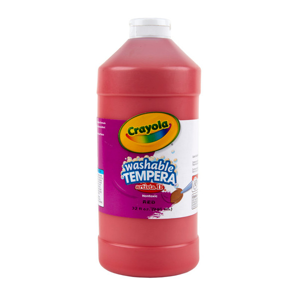 Crayola Artista Ii Washable Tempera Paint, 32 Oz, Red BIN543132038