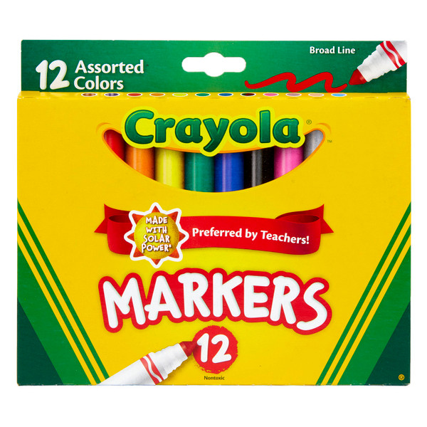 Crayola Broad Line Markers, Assorted Colors, 12 Count BIN587712