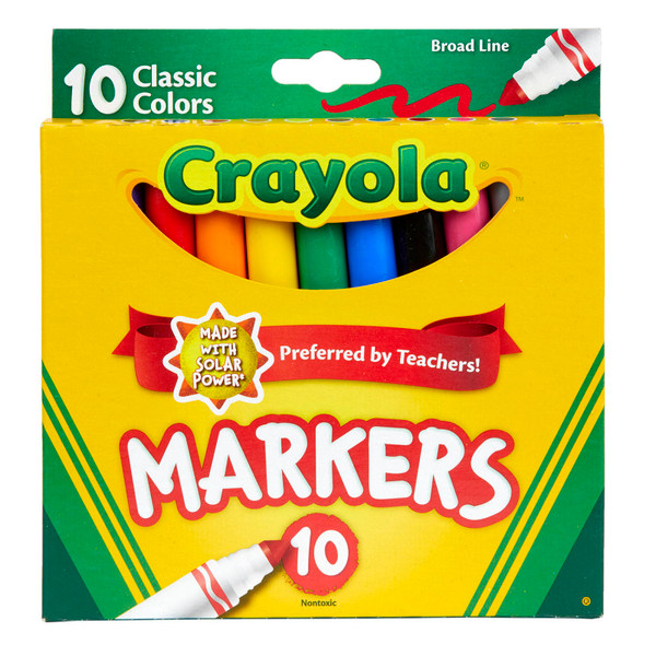 Crayola Broad Line Markers, Classic Colors, Pack Of 10 BIN587722