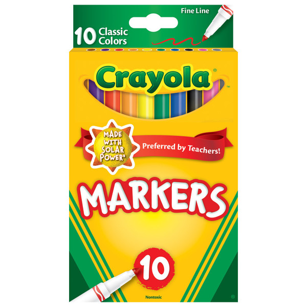 Crayola Fine Line Markers, Classic Colors, Pack Of 10 BIN587726