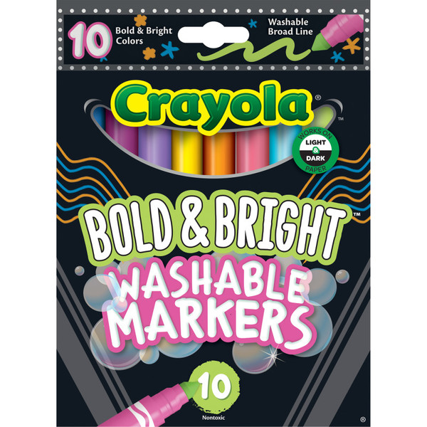 Crayola Bold & Bright Washable Broadline Markers, 10 Count BIN587735
