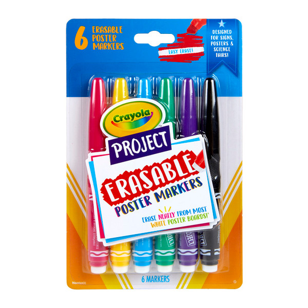 Crayola Project Erasable Poster Markers, Pack Of 6 BIN588371