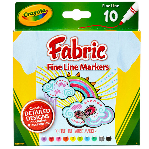 Crayola Fabric Markers, Fine Line, 10 Count BIN588626