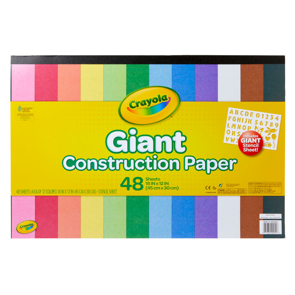Crayola Giant Construction Paper Pad With Stencils, 48 Sheets BIN990055