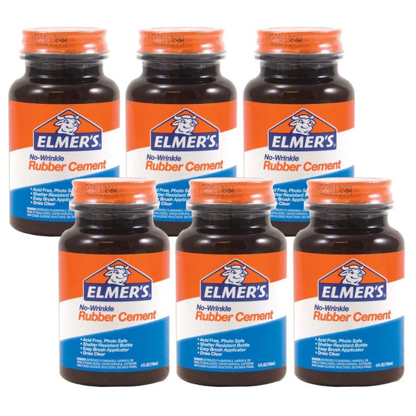 Elmer'S Rubber Cement, 4 Oz W/Applicator, Pack Of 6 BORE904-6
