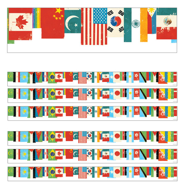 Carson All Are Welcome Flags Straight Borders, 36 Feet Per Pack, 6 Packs CD-108441-6