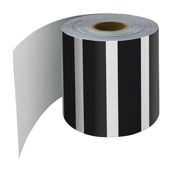 Carson Black And White Vertical Stripes Rolled Straight Border, 65 Feet CD-108476