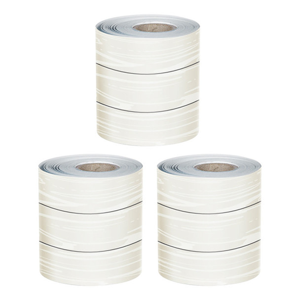 Carson White Wood Grain Rolled Straight Borders, 65 Feet Per Roll, Pack Of 3 CD-108498-3