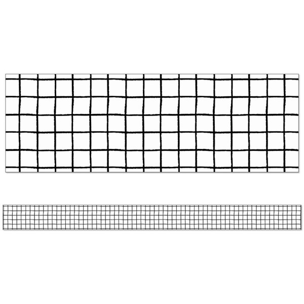 Happily Creatively Inspired Black & White Grid Straight Borders, 36 Feet CD-108501