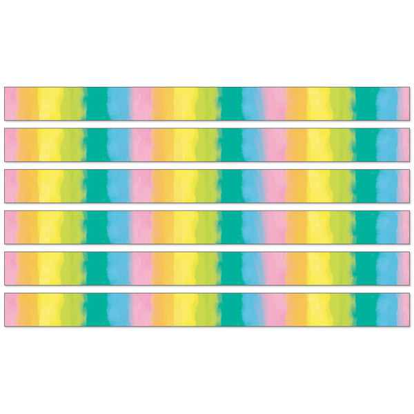 Happily Creatively Inspired Watercolor Straight Borders, 36 Feet Per Pack, 6 Packs CD-108503-6