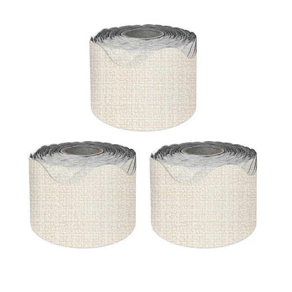 Carson Linen Rolled Scalloped Borders, 65 Feet Per Roll, Pack Of 3 CD-108505-3