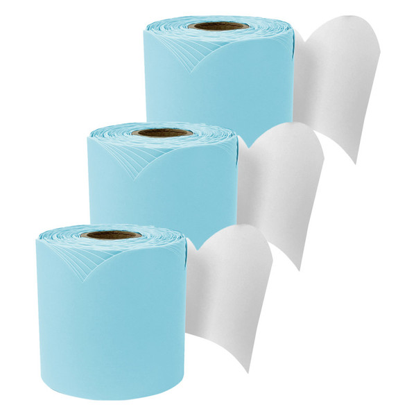 Carson Rolled Scalloped Bulletin Board Border, Sky Blue, 65 Feet, Pack Of 3 CD-108533-3