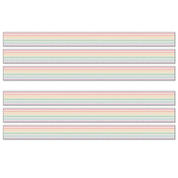 Carson Crafty And Cool Rainbow Stitched Straight Bulletin Board Borders, 36 Feet Per Pack, 6 Packs CD-108545-6