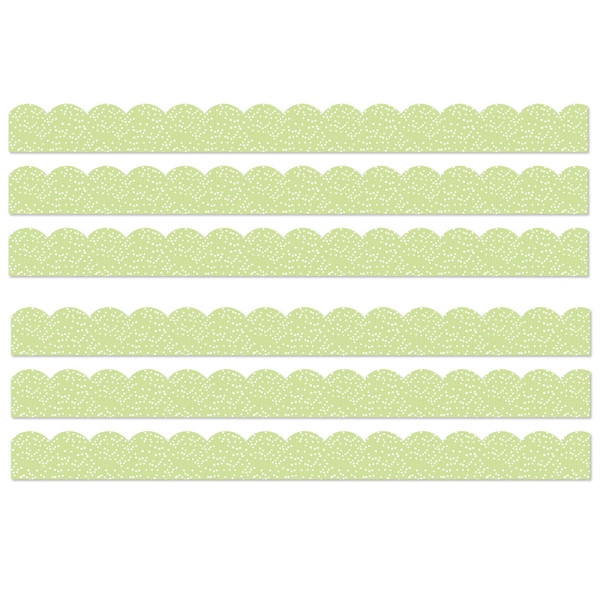 Carson Crafty And Cool Light Green With Dots Scalloped Bulletin Board Borders, 39 Feet Per Pack, 6 Packs CD-108547-6