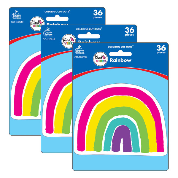 Carson Kind Vibes Rainbow Cut-Outs, 36 Per Pack, 3 Packs CD-120618-3