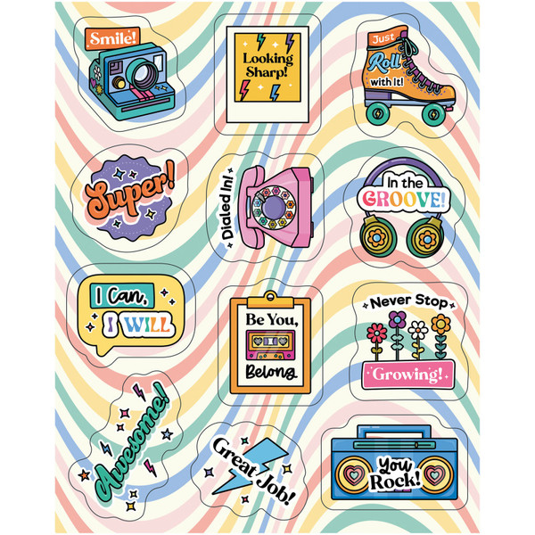 Carson Happily Ever Elementary Retro Remix Motivators Motivational Stickers, Pack Of 72 CD-168331