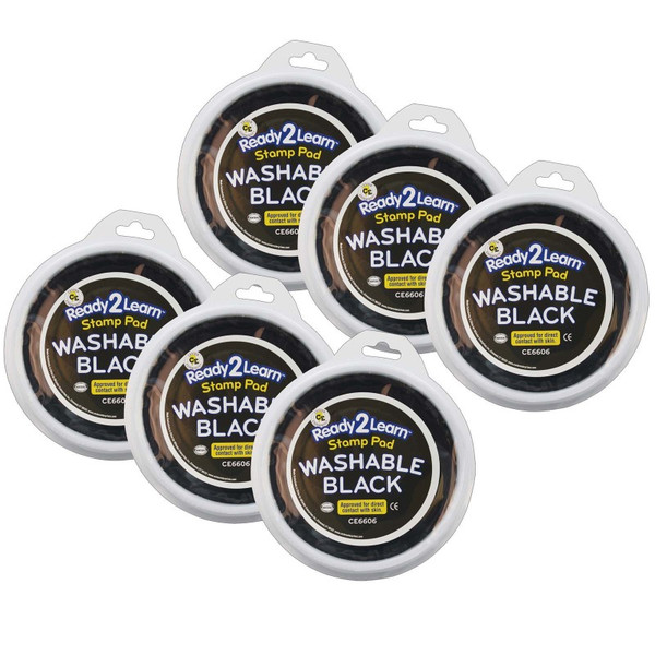Ready Jumbo Circular Washable Stamp Pad - Black - 5.75" Dia. - Pack Of 6 CE-6606-6