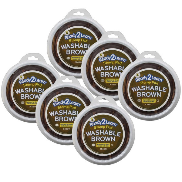 Ready Jumbo Circular Washable Stamp Pad - Brown - 5.75" Dia. - Pack Of 6 CE-6611-6