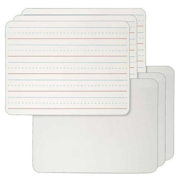 Charles Dry Erase Board, 2-Sided Lined/Plain, 9" X 12", Pack Of 6 CHL35120-6