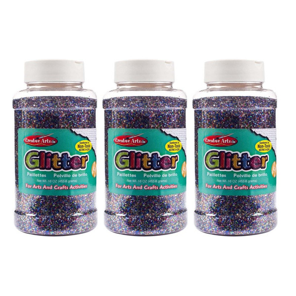 Charles Creative Arts Glitter, 1 Lb. Bottle, Multi-Color, Pack Of 3 CHL41100-3