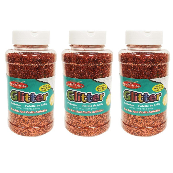Charles Creative Arts Glitter, 1 Lb. Bottle, Orange, Pack Of 3 CHL41165-3