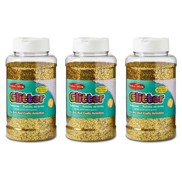 Charles Creative Arts Glitter, 1 Lb. Bottle, Gold, Pack Of 3 CHL41170-3
