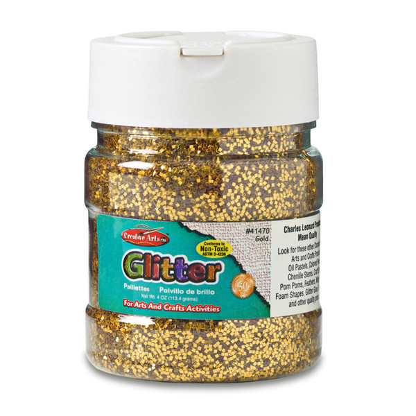 Charles Creative Arts Glitter, 4 Oz. Jar, Gold CHL41470
