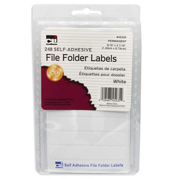 Charles File Folder Labels, Self-Adhesive, 0.56 X 3.43 Inches, White, 248-Count CHL45235