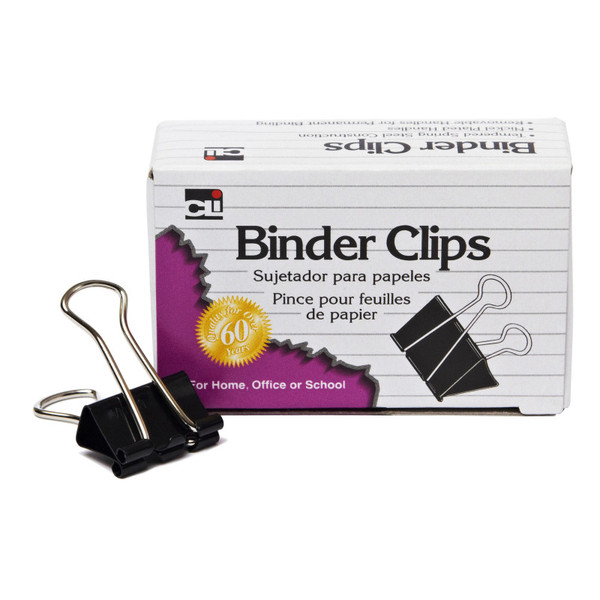 Charles Binder Clips, Mini, 1/4" Capacity, Box Of 12 CHL50001