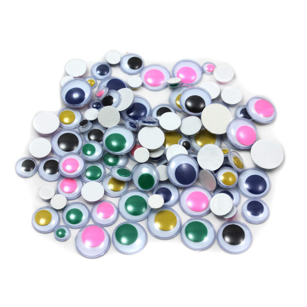 Charles Wiggle Eyes, Peel'N Stick, Assorted Colors And Sizes, Bag Of 100 CHL64535