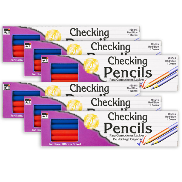Charles Combination Checking Pencils, Red/Blue, 12 Per Box, 6 Boxes CHL65045-6