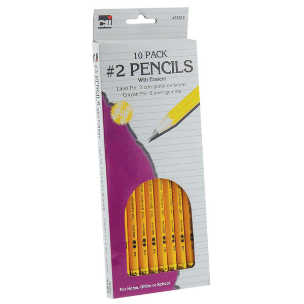 Charles Pencil, #2, Yellow With Eraser, Box Of 10 CHL65812