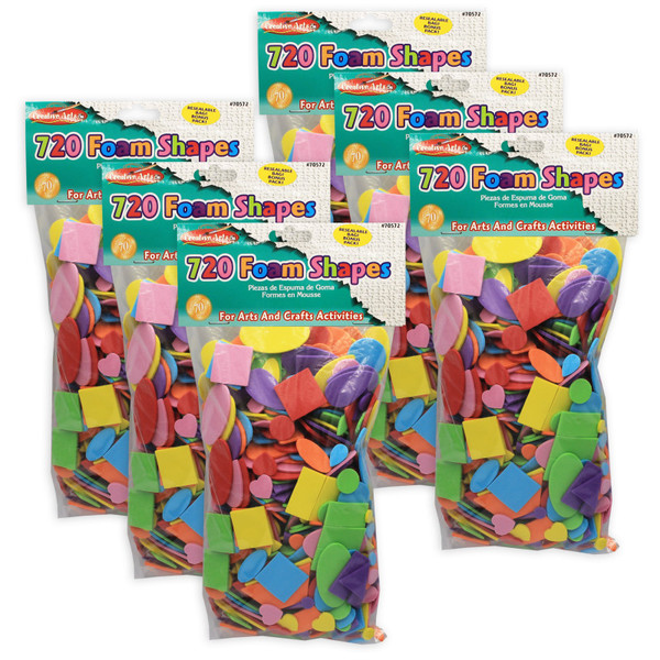 Charles Foam Shapes, Assorted Colors, 720 Per Pack, 6 Packs CHL70572-6