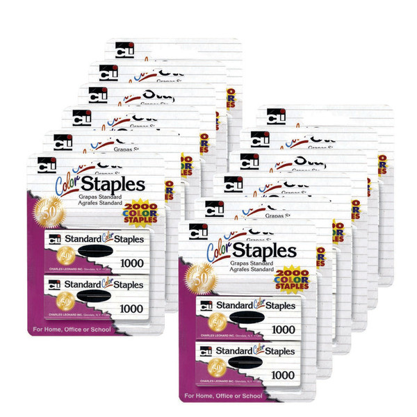 Charles Standard Color Staples, Assorted Colors, 2000 Per Pack, 12 Packs CHL80262-12
