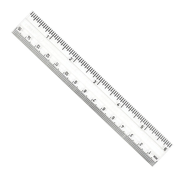 Charles Double Bevel Plastic Ruler, 6", Clear CHL80610