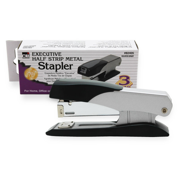 Charles Executive Metal Stapler, Half Strip, Gray CHL82405
