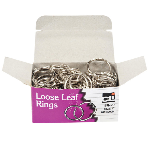 Charles Loose Leaf Rings With Snap Closure, Nickel Plated, 1 Inch Diameter, 100/Box CHLR29
