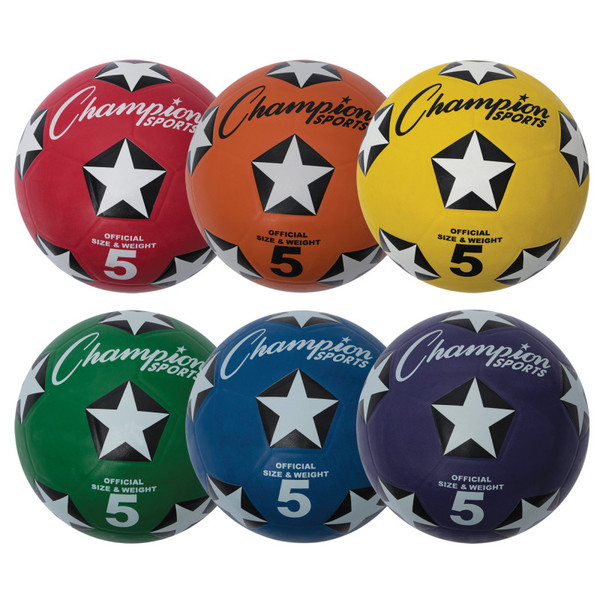 Champion Rubber Cover Soccer Ball Set, Size 5, Set Of 6 CHSSRB5SET