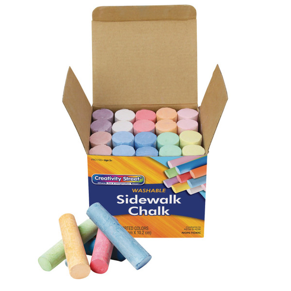 Creativity Sidewalk Chalk, Assorted Colors, 4", 20 Pieces CK-1700