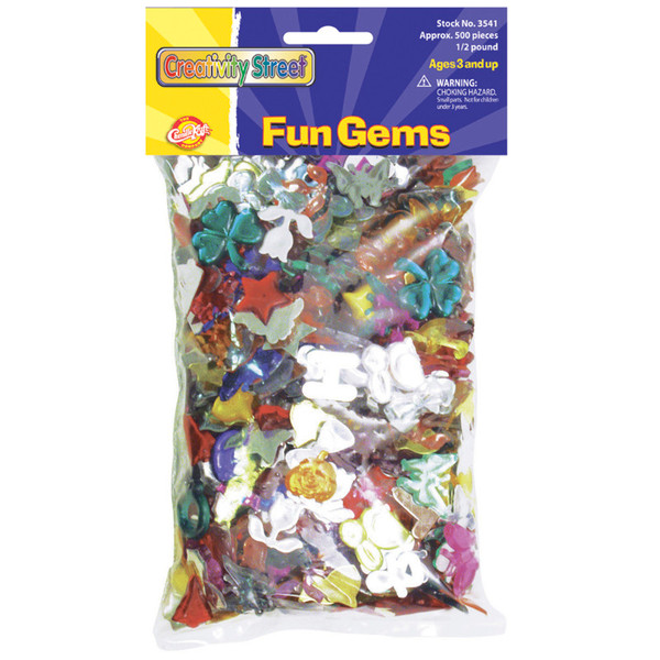 Creativity Fun Gems, Assorted Shapes, Colors & Sizes, 0.5 Lb. CK-3541