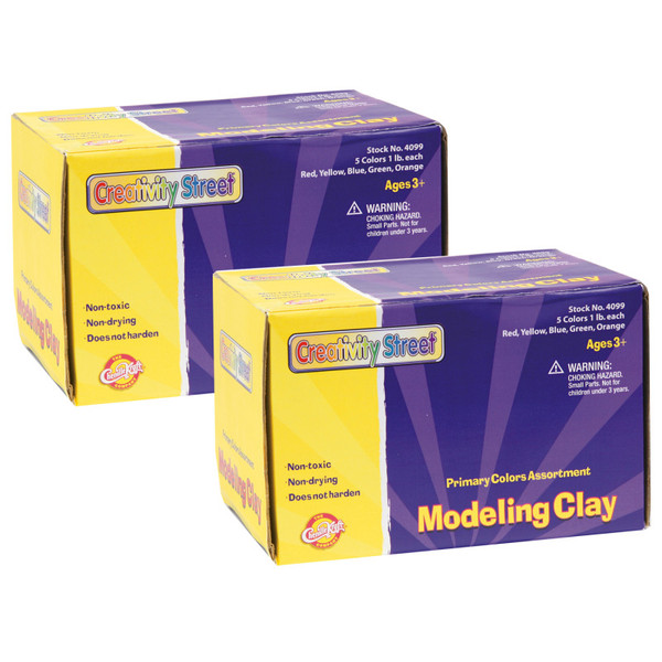 Creativity Modeling Clay, 5 Primary Color Assortment, 5 Sticks/5 Lbs. Per Set, 2 Sets CK-4099-2