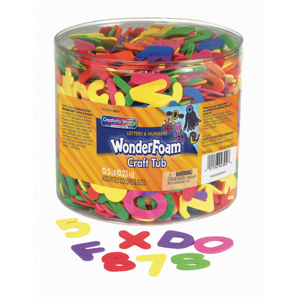 Creativity Wonderfoam Craft Tub, Letters And Numbers, Assorted Sizes, 1/2 Lb. CK-4304