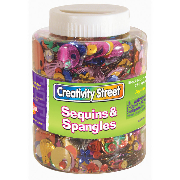 Creativity Sequins & Spangles Jar, Assorted Colors & Sizes, 230 Grams CK-6129