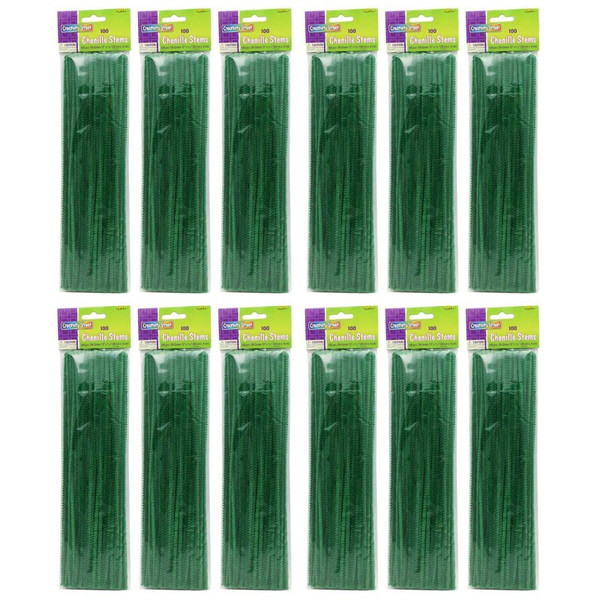 Creativity Regular Stems, Dark Green, 12" X 4 Mm, 100 Per Pack, 12 Packs CK-71128-12