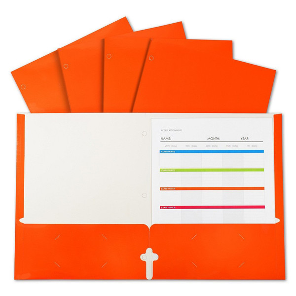 C-Line 2-Pocket Laminated Paper Portfolios With 3-Hole Punch, Orange, Box Of 25 CLI06312